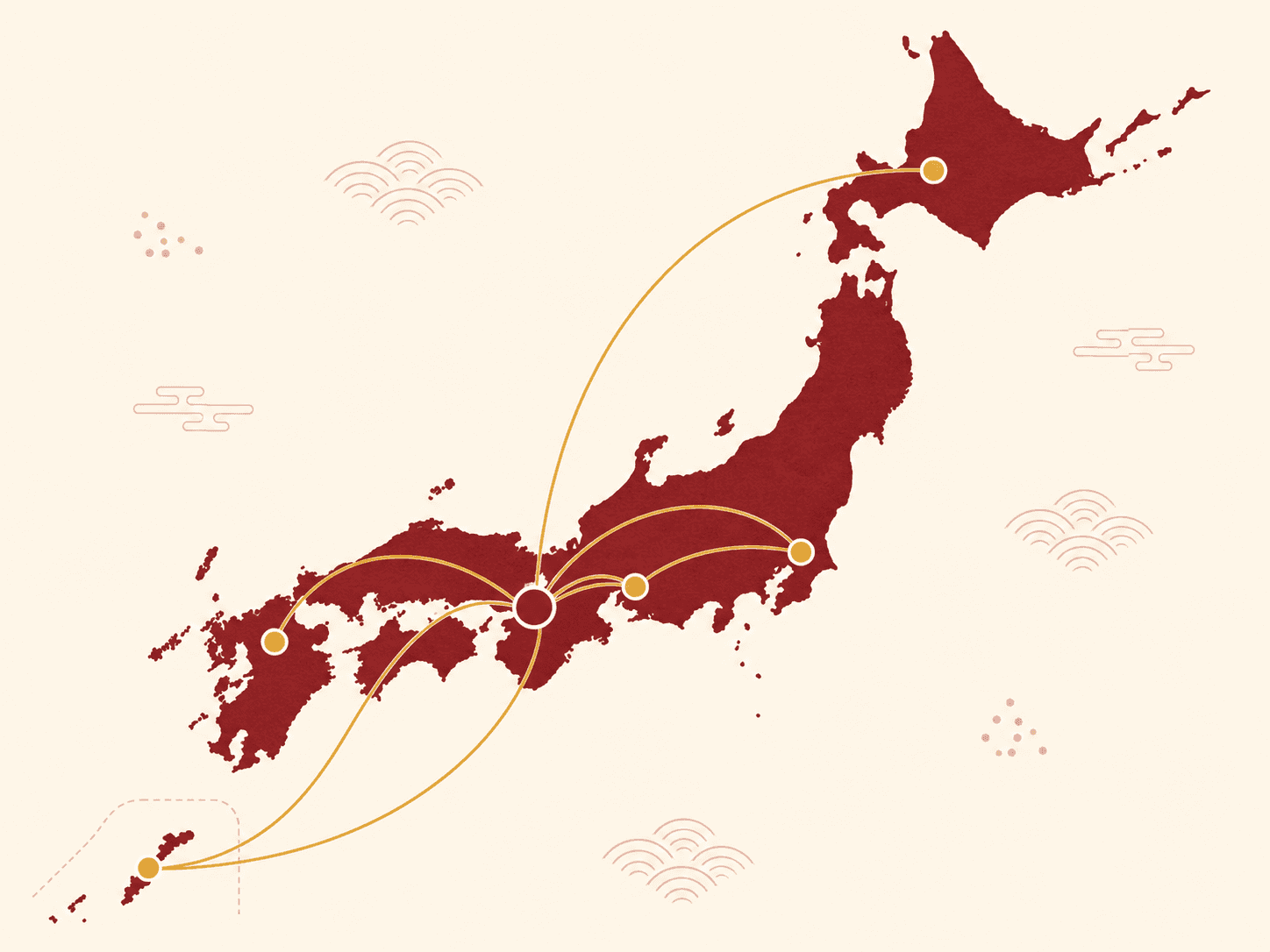東京에서 名古屋, 福岡, 札幌, 大阪, 沖縄로 확장되는 일본 배송 지도